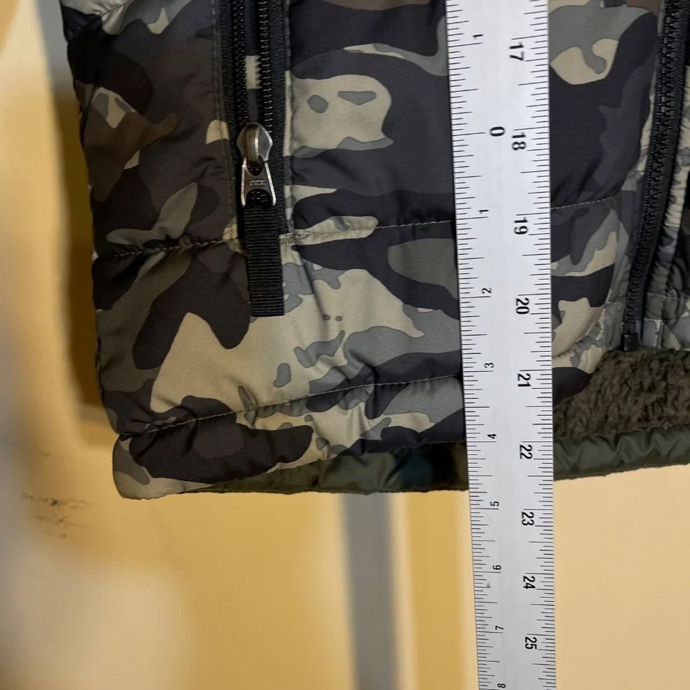 The North Face Black and Gray Camo Hooded Puffer